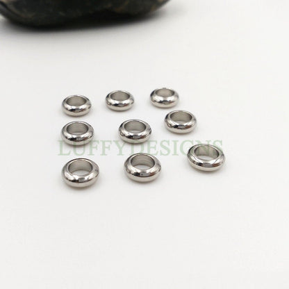 20pcs Gold Roundel Spacer Beads, Seamless Circle Ring, Flattened Round Beads, Seamless Round For Bracelet Making, 18K Gold plated