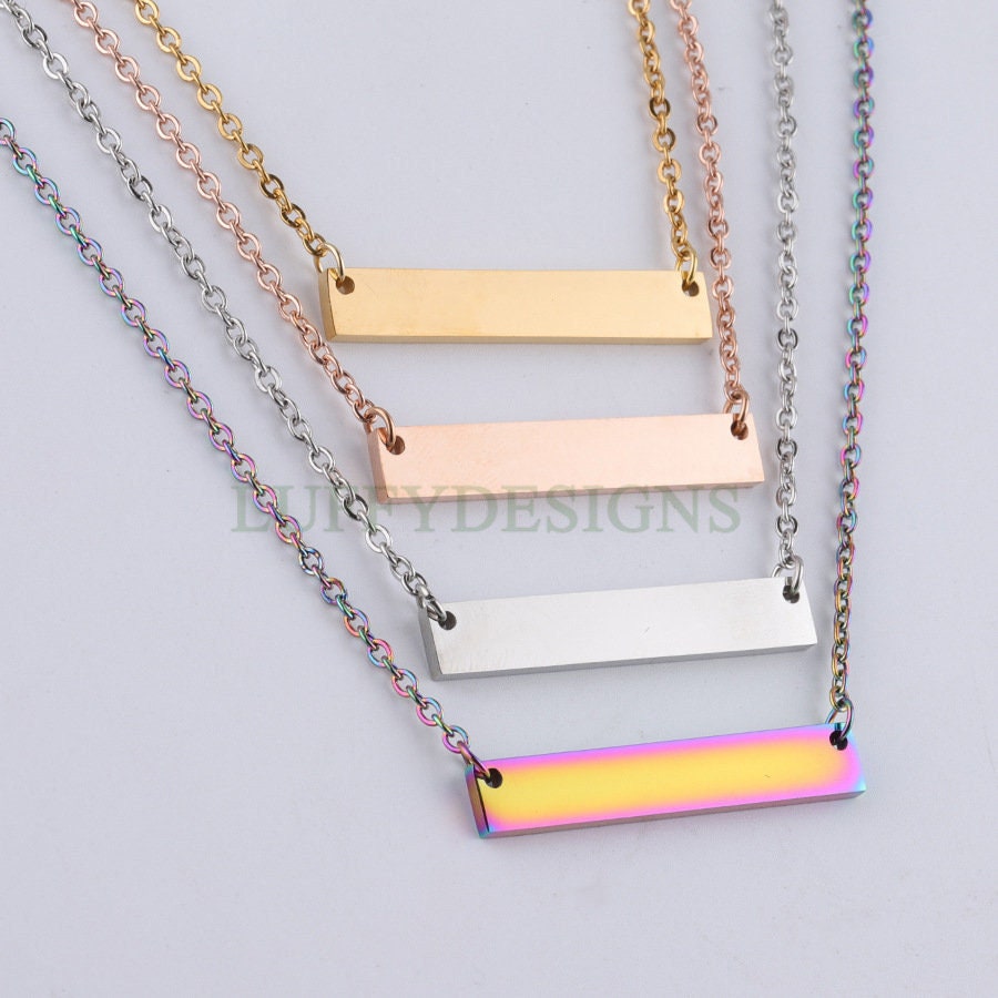 10pcs Blank bar necklace, bar necklace supplies, Gold /Rose Gold stainless steel blanks, Hand stamping bar necklace, DIY Engraving Supplies