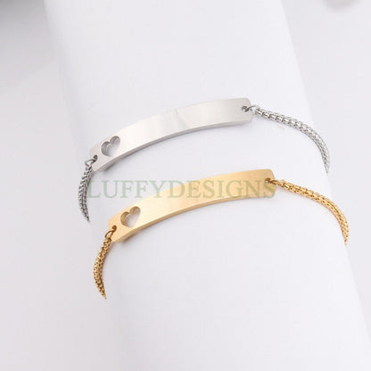 5pcs Bar Bracelet Blank, Bar Bracelet Supplies, Gold Stainless Steel Blanks, Ready to Stampe, DIY Engraving Bracelet, Stamping Blank