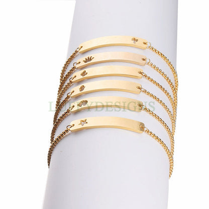 5pcs Bar Bracelet Blank, Bar Bracelet Supplies, Gold Stainless Steel Blanks, Ready to Stampe, DIY Engraving Bracelet, Stamping Blank