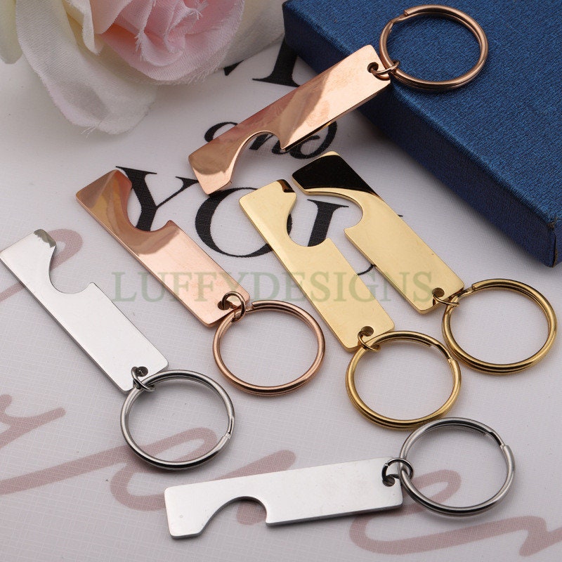 5pairs Bar Keychain with Hollow Heart, Bar Keyring Supplies, Gold Stainless Steel Blanks, Ready Stamping Bar Keychain, Engraving Keychain