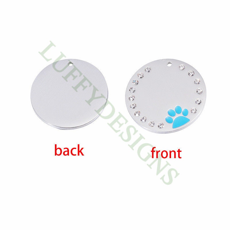5pcs Paw Print of Dog Charms, Stainless Steel with Flash Powder/CZ, Metal Charms, Jewelry Making Supplies, Blue Paw Print of Dog Pendants