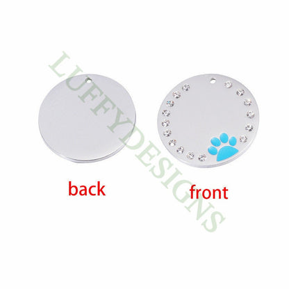 5pcs Paw Print of Dog Charms, Stainless Steel with Flash Powder/CZ, Metal Charms, Jewelry Making Supplies, Blue Paw Print of Dog Pendants