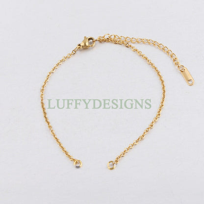 10Pcs Half Finished Bracelet, Flat Oval Cable Chain With Extension Chain, 18k Gold /Rose Gold plated 316L Stainless Steel, Bracelet Supplies