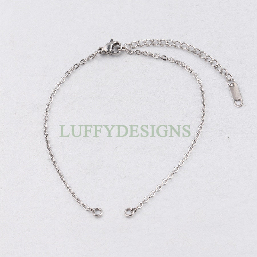 10Pcs Half Finished Bracelet, Flat Oval Cable Chain With Extension Chain, 18k Gold /Rose Gold plated 316L Stainless Steel, Bracelet Supplies