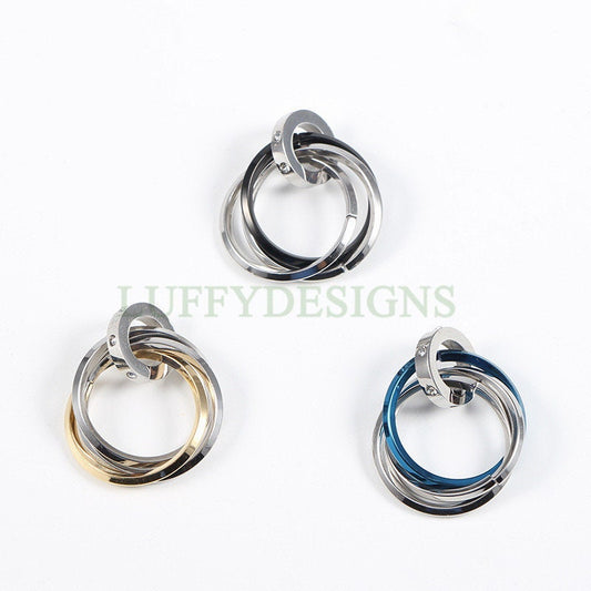 Triple Linked Ring Charm, Three Circles Linked Charm, Interlocking Ring Charm, Stainless Steel Ring Charm, Circles Charms Link Connectors