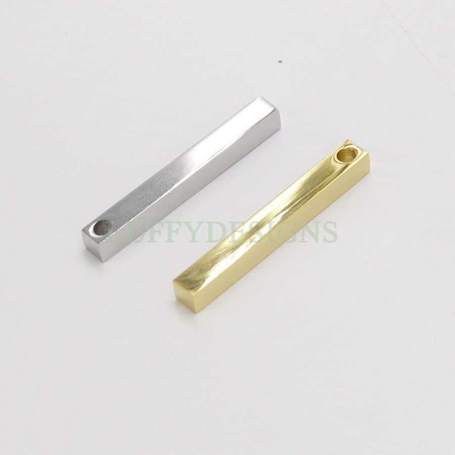 10pcs 3D Bar Blank, 4 Side Mirror Polished, Bar Necklace Supplies, Gold /Rose Gold Bar Blanks, Hand Stamping Blanks, Engraving Supplies