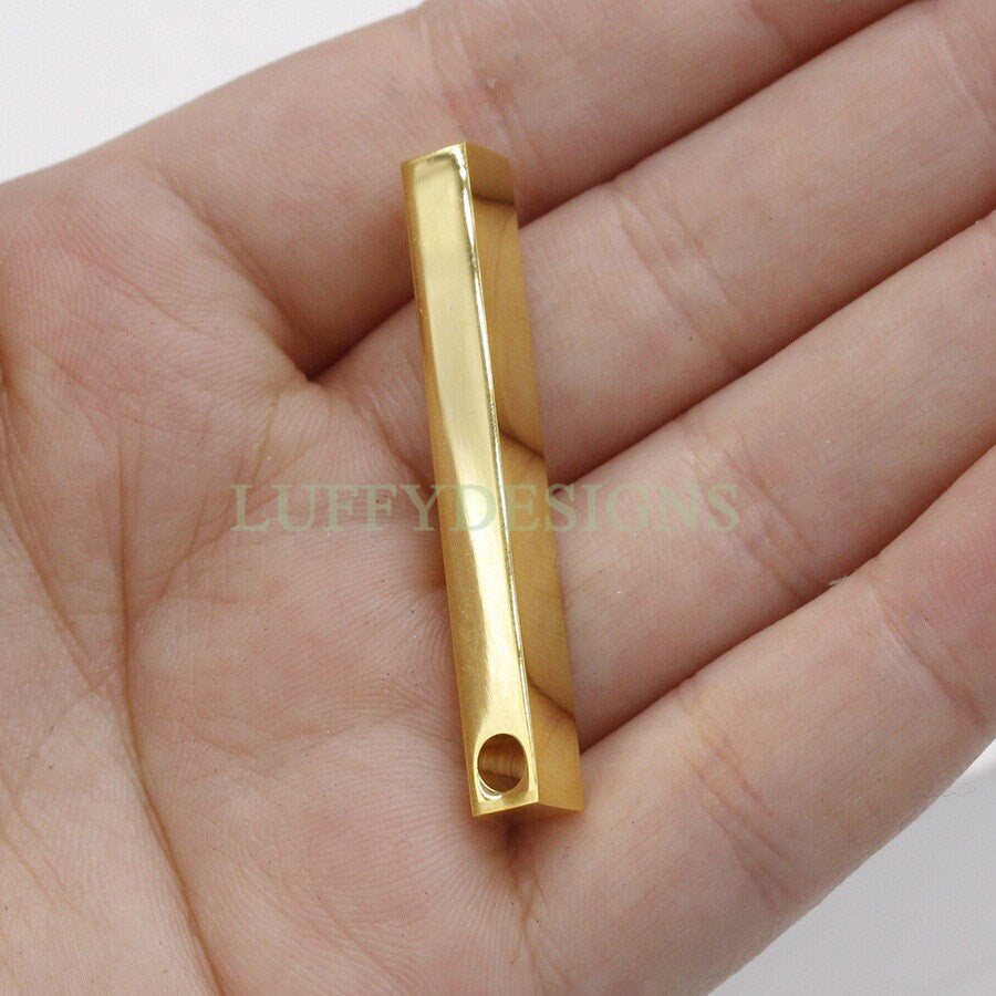 10pcs 3D Bar Blank, 4 Side Mirror Polished, Bar Necklace Supplies, Gold /Rose Gold Bar Blanks, Hand Stamping Blanks, Engraving Supplies