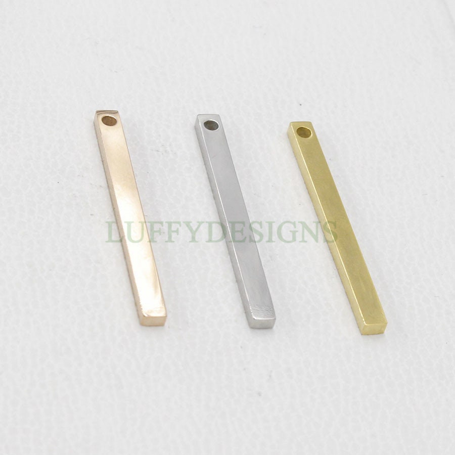 10pcs 3D Bar Blank, 4 Side Mirror Polished, Bar Necklace Supplies, Gold /Rose Gold Bar Blanks, Hand Stamping Blanks, Engraving Supplies