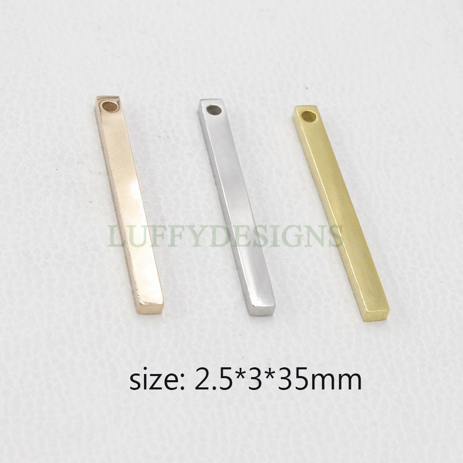 10pcs 3D Bar Blank, 4 Side Mirror Polished, Bar Necklace Supplies, Gold /Rose Gold Bar Blanks, Hand Stamping Blanks, Engraving Supplies