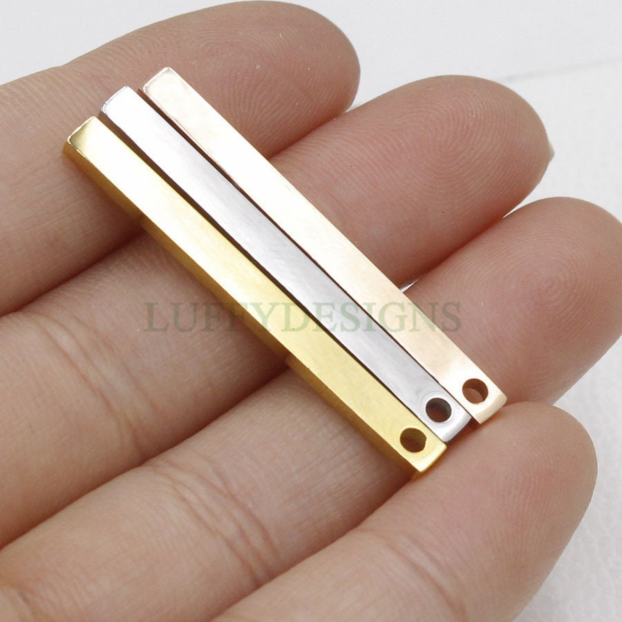 10pcs 3D Bar Blank, 4 Side Mirror Polished, Bar Necklace Supplies, Gold /Rose Gold Bar Blanks, Hand Stamping Blanks, Engraving Supplies