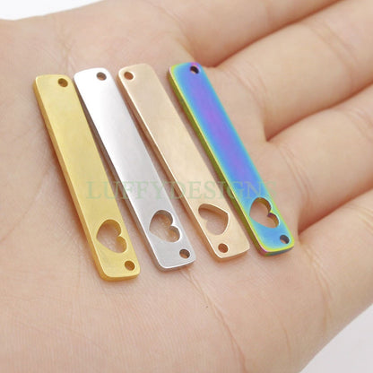 5pcs Personalized Stamping Blank Bar, Ready to Stamp, Gold Bar Charm, Gold Plated Stainless Steel,Mirror Polished Engraving Necklace Supply