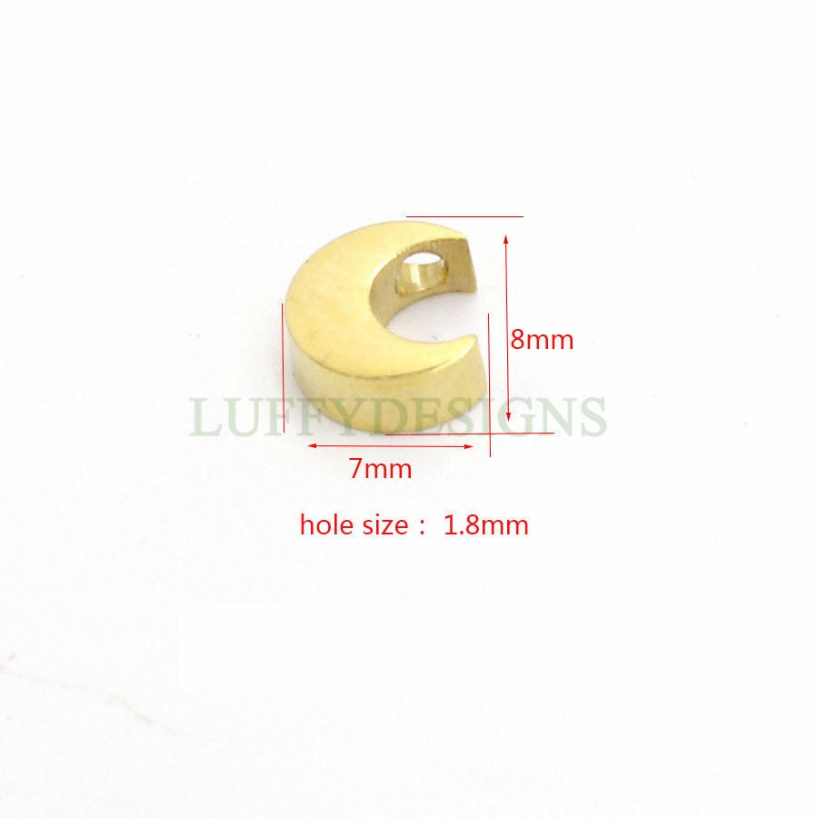 10pcs Crescent Moon Charms, 3D Moon Beads, Gold Moon Beads, 18K Gold/ Rose Gold plated Stainss Steel, Mirror Polished Moon Findings