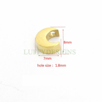 10pcs Crescent Moon Charms, 3D Moon Beads, Gold Moon Beads, 18K Gold/ Rose Gold plated Stainss Steel, Mirror Polished Moon Findings