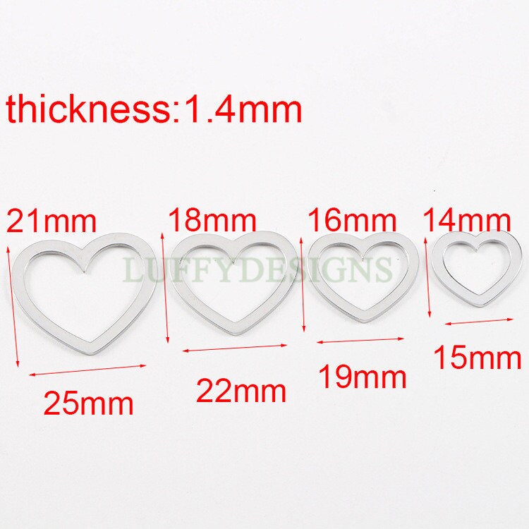 10pcs Heart Ring Charm, Close Heart Ring, Love Charms Link Connectors, Heart Pendant, Heart Flat Ring, 18K Gold plated 316L Stainless Steel