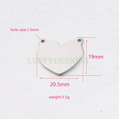 10pcs Heart Charms with Double Loops, Tiny Love Charm, Gold /Rose Gold Stainless Steel Heart, Heart Pendant, Love Pendant, Necklace Findings