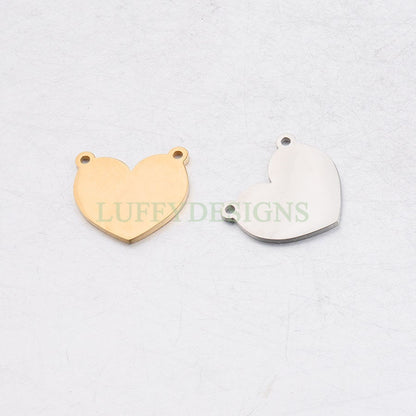 10pcs Heart Charms with Double Loops, Tiny Love Charm, Gold /Rose Gold Stainless Steel Heart, Heart Pendant, Love Pendant, Necklace Findings