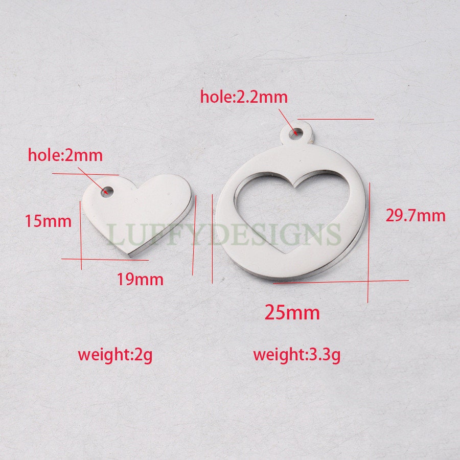 10pcs Heart Charm, Love Charm, Gold /Rose Gold plating Stainless Steel, Gold Hollow Heart Pendant, Mirror Polished Heart Charm, Love Pendant