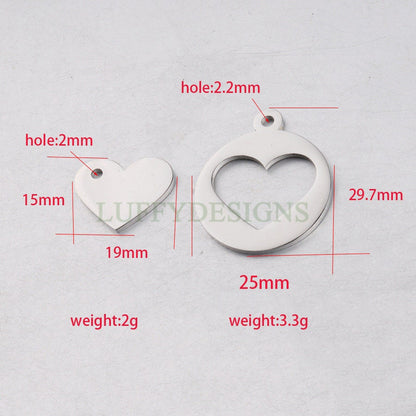 10pcs Heart Charm, Love Charm, Gold /Rose Gold plating Stainless Steel, Gold Hollow Heart Pendant, Mirror Polished Heart Charm, Love Pendant