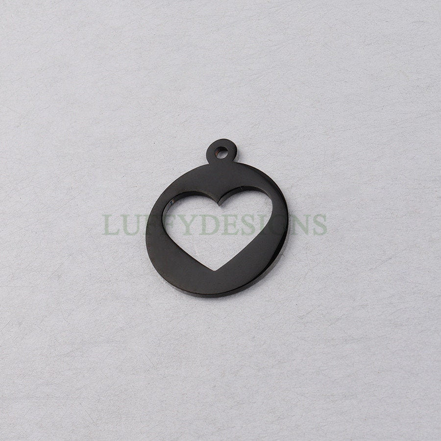 10pcs Heart Charm, Love Charm, Gold /Rose Gold plating Stainless Steel, Gold Hollow Heart Pendant, Mirror Polished Heart Charm, Love Pendant