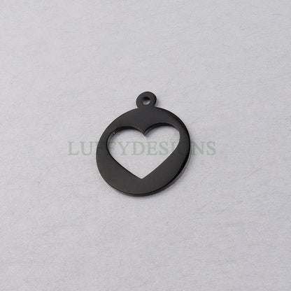 10pcs Heart Charm, Love Charm, Gold /Rose Gold plating Stainless Steel, Gold Hollow Heart Pendant, Mirror Polished Heart Charm, Love Pendant