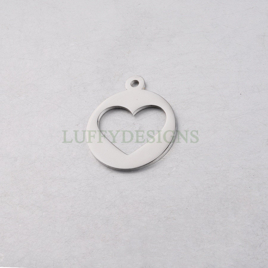10pcs Heart Charm, Love Charm, Gold /Rose Gold plating Stainless Steel, Gold Hollow Heart Pendant, Mirror Polished Heart Charm, Love Pendant