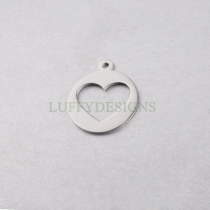 10pcs Heart Charm, Love Charm, Gold /Rose Gold plating Stainless Steel, Gold Hollow Heart Pendant, Mirror Polished Heart Charm, Love Pendant