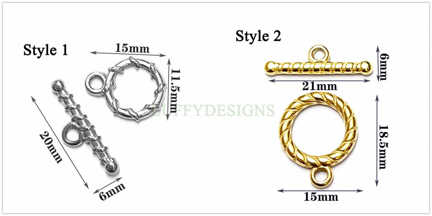 10Pcs Gold OT Toggle Clasp, DIY Jewelry Buckle, Jewelry Connectors Findings, Bracelet End OT Toggle Clasp, 18K Gold plated Stainles s Steel