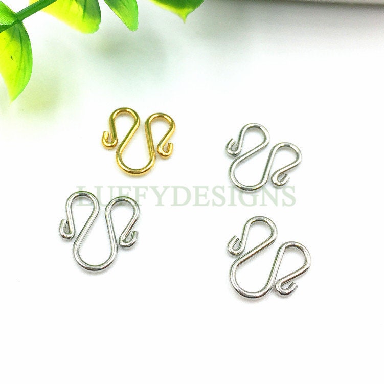 10 Pcs Gold "W" Necklace Hook Clasp, Simple "M" Bracelet Link Bails, 18K Gold plated Stainless Steel, Bracelet Connector for Jewelry Supply