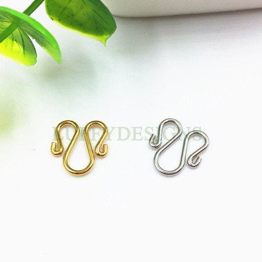 10 Pcs Gold "W" Necklace Hook Clasp, Simple "M" Bracelet Link Bails, 18K Gold plated Stainless Steel, Bracelet Connector for Jewelry Supply