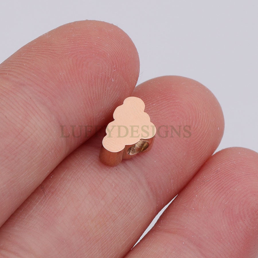 10pcs 3D Cloud Charms 10x6mm, Gold /Rose Gold plated Stainless Steel, Cloud Beads, Cloud Bead Pendants, Tiny Cloud Findings