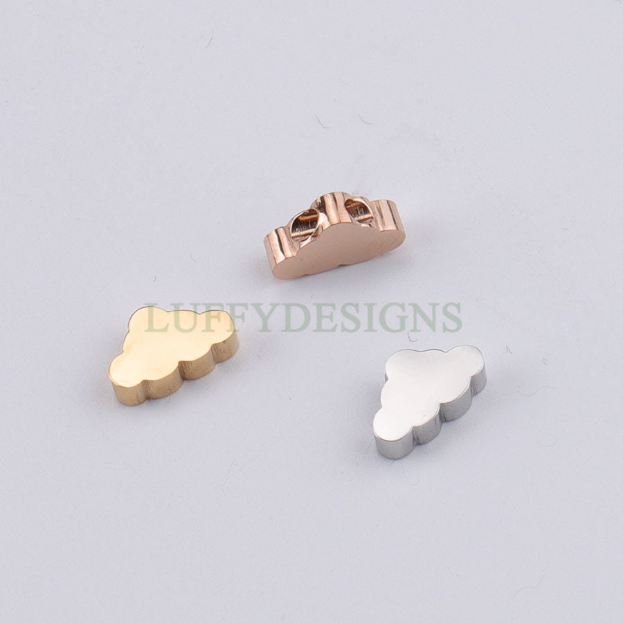 10pcs 3D Cloud Charms 10x6mm, Gold /Rose Gold plated Stainless Steel, Cloud Beads, Cloud Bead Pendants, Tiny Cloud Findings