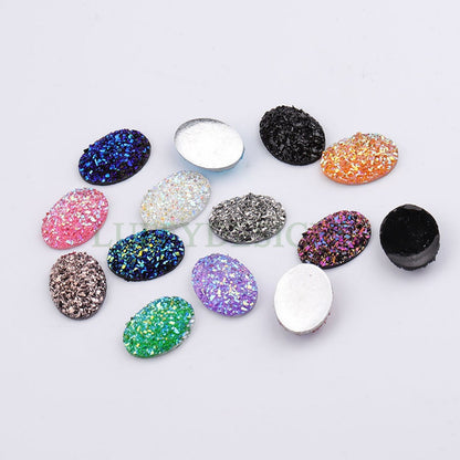 20pcs 13x18mm Round Druzy Cabochon, Faux Drusy Cabochons, Earring Findings Setting, Bulk Druzy Supplies, Druzy Stone for Stud Earring Making