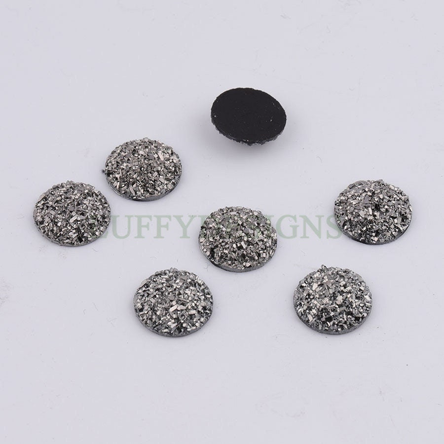 100pcs 14mm Round Druzy Cabochon, Faux Drusy Cabochons, Earring Findings Setting, Bulk Druzy Supplies, Druzy Stone for Stud Earring Making