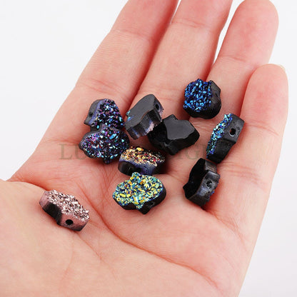 20pcs 13x11mm Hamsa Hand Druzy Beads, Faux Drusy Cabochons, Druzy Necklace Supplies, Faux Druzy Stone Pendants, Hand Druzy Charms