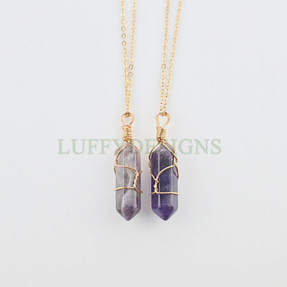 Hexagonal Crystal Pendant, Crystal Quartz, Healing Crystal, Gemstone Pendant, Natural Stone, Wire Wrapped Crystal Charm, Real Stone Pendant
