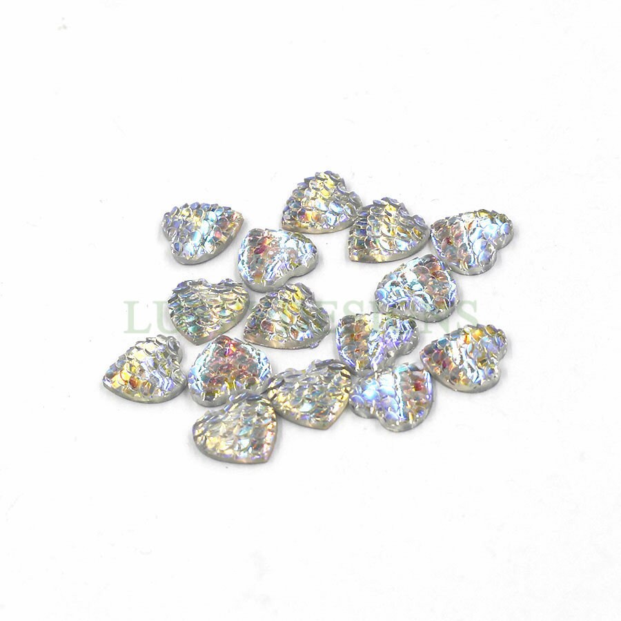 100pcs 12mm Heart Druzy Cabochon, Faux Drusy Cabochons, Mermaid Scale Cabochons, Fish Scale Druzy Cabochon,Resin Cabochon for Pendant Making