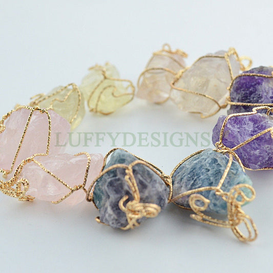 Natural Crystal Pendant, Crystal Quartz, Healing Stone Pendant, Gemstone Jewelry, Wire Wrapped Crystal Charm, Real Stone Chakra Pendant