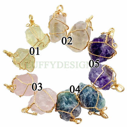 Natural Crystal Pendant, Crystal Quartz, Healing Stone Pendant, Gemstone Jewelry, Wire Wrapped Crystal Charm, Real Stone Chakra Pendant
