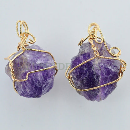 Natural Crystal Pendant, Crystal Quartz, Healing Stone Pendant, Gemstone Jewelry, Wire Wrapped Crystal Charm, Real Stone Chakra Pendant
