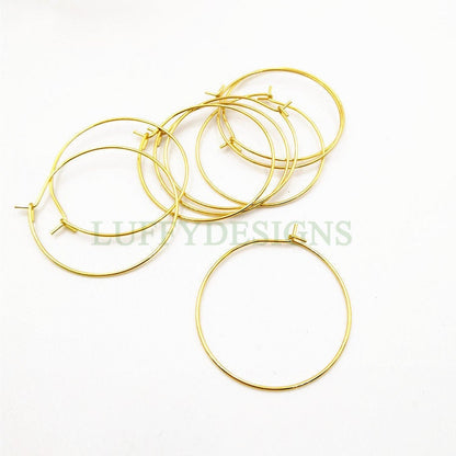 20pcs(10 Pairs) Gold Ear Hoop, Round Ear Hoop, Earring ear wire Findings, 18k Gold plated 316L Stainless Steel, Hypo Allergenic