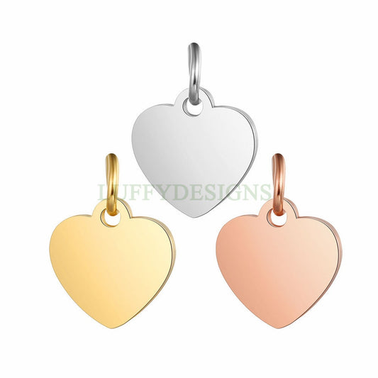10pcs Heart Charms 10.5mm, Tiny Love Charm, Gold /Rose Gold Stainless Steel Heart, Heart Pendant, Love Pendant, Bracelet Findings