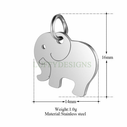 WHOLESALE 10pcs Elephant Charms 14x13mm, Gold /Rose Gold Stainless Steel, Metal Charms, Jewelry Making Supplies, Cute Tiny Elephant Findings