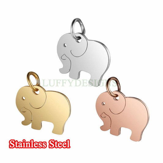 WHOLESALE 10pcs Elephant Charms 14x13mm, Gold /Rose Gold Stainless Steel, Metal Charms, Jewelry Making Supplies, Cute Tiny Elephant Findings
