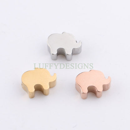 10pcs Elephant Charms 8x6mm, Gold /Rose Gold plated Stainless Steel, Metal Charms, Gold Elephant Beads, Cute Tiny Elephant Findings