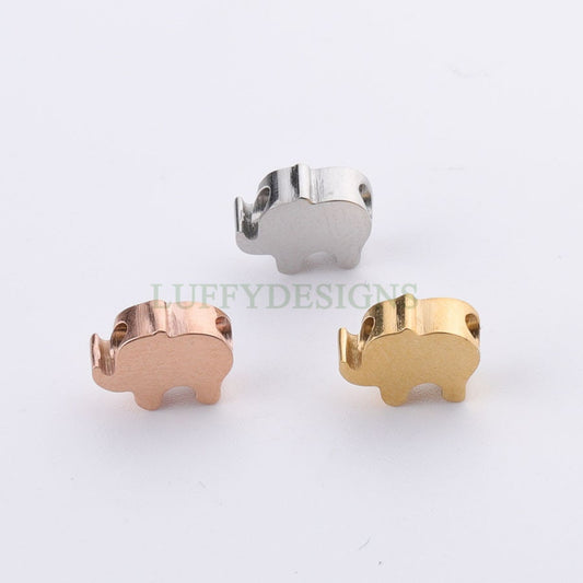 10pcs Elephant Charms 8x6mm, Gold /Rose Gold plated Stainless Steel, Metal Charms, Gold Elephant Beads, Cute Tiny Elephant Findings
