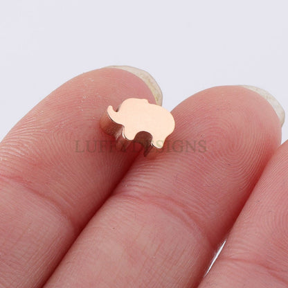 10pcs Elephant Charms 8x6mm, Gold /Rose Gold plated Stainless Steel, Metal Charms, Gold Elephant Beads, Cute Tiny Elephant Findings