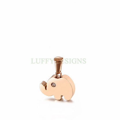 5pcs Elephant Charms 15x11mm, Gold /Rose Gold Stainless Steel, CZ Elephant Pendant, Jewelry Making Supplies, Cute Tiny Elephant Findings