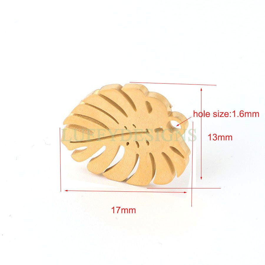 10pcs 13x17mm Stainless Steel Leaf Charm Pendants, Leaf Pendants, Leaf Pendant Links, Single Holes Leaf Supplies, Jewelry Findings