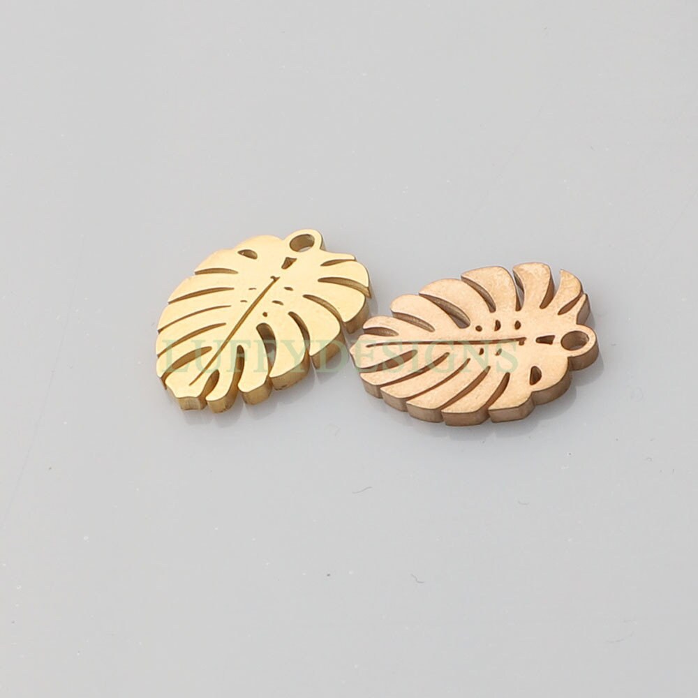 10pcs 13x17mm Stainless Steel Leaf Charm Pendants, Leaf Pendants, Leaf Pendant Links, Single Holes Leaf Supplies, Jewelry Findings